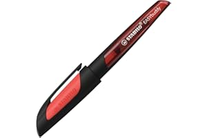 ‎STABILO Schulfüller mit Standard-Feder M - STABILO EASYbuddy in schwarz/rot - Einzelstift - Schreibfarbe blau (löschbar) - inklusive Patrone