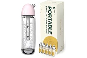 OTE Machines à eau Pétillante et Sodas avec 20 Cylindres de CO2 Double Couche PET Portable Soda Streaming Machine Safe 450 ml Personal PET Seltzer Stream Carbonator Pas d'électricité Sans BPA (Rose)