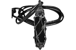 KYEYGWO Healing Crystal Stone Point Pendant Necklace for Men and Women, Crystal Hexagonal Pendant Reiki Healing Chakra Stone Necklace with Adjustable Wax Cord