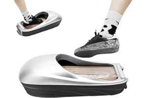 HUSPOO Automatic Shoe Cover Dispenser, Shoe Wrapper Machine with 1 Roll Shoe Film(500 Times), Shoe Cling Film Machine, Waterproof and Dustproof, Disposable Shoe Covers Dispenser Pedal for Home Shop Hotel