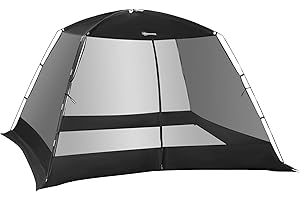 Outsunny Tenda da Campeggio a Rete, Tenda da Spiaggia Anti UV, Borsa di Trasporto Inclusa, Nero