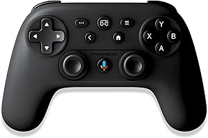 THOMSON Bezprzewodowy Gamepad Bluetooth – Kontroler do Android, iOS, Windows – 6-Osiowy Żyroskop, Podwójna Wibracja, USB-C, Google Assistant – Ładowalny – 400A