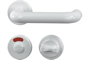 Alpertec 40130220 Türbeschlag weiss Kunststoff - R für Badtüren mit Sperrriegel inkl. Befestigungsmaterial