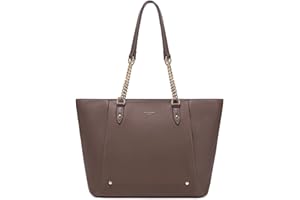 David Jones - Borsa a tracolla da donna - Grande borsa shopping A4 per il lavoro, grande capacità, morbida pelle PU - Shopper con manici lunghi, borsa elegante da città, Marrone, Taglia unica