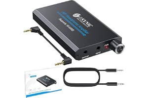 eSynic HiFi Hörlursförstärkare 16-600Ω, tvåstegsförstärkning, 3,5 mm ljudutgång, aluminiumdesign, 1 000 mAh batteri med USB-C-kabel, 1 m
