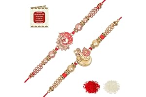 Riddhika Ventures Brother Rakhi with Greeting Card | Rakhi Thread | Rakhi Gifts for Brother, Sister, Bhaiya, Bhabhi for Indian Rakhi Raksha Bandhan Festival (Set of 2) (K4K5), Red