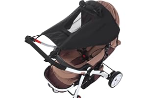 Risipu Kinderwagen-Sonnenschutz, universeller Buggy-Sonnenschutz, Sonnendach für Kinderwagen, tragbare Installation, UV-Schutz mit Dachfenster-Design (Schwarz)