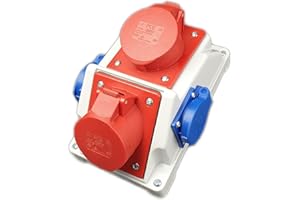 RoadEu - Prise murale combinée 16A 5P, 2x prises 230V PCE - Répartiteur de courant - Distributeur de courant