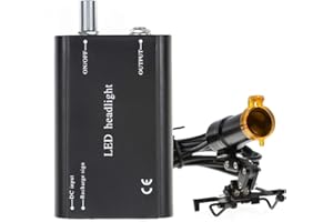 MIKE-DENTAL Mike Dental 5 W Medical Portable LED faro telaio in ferro clip luce LED con filtro + batteria plug-in in plastica di ultima generazione (nero)