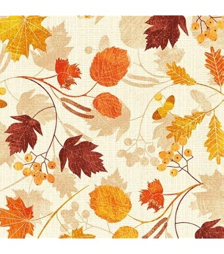 20 Servietten Herbstblätter Auf Baumscheiben – Motivservietten 33x33 Cm, 3-lagig, Für Tischdeko & Basteln