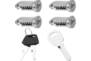 GEU Serrures Barre de Toit Kit avec 4 Cylindres de Serrure, 2 Clés et 1 Clé de Contrôle, Barillet de Serrure de Sécurité pour Coffre de Toit pour Thule Système de Toit Voiture Serrures Barres Transversale