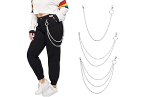 Hudiepan 3 Pezzi Punk Rock Catena di Vita Catena di Jeans, Catena di Pantaloni, Catena di Pantaloni in Vita, Biker Punk Catene per Jeans, per Pantaloni, Portafoglio, Cappello, Giacche