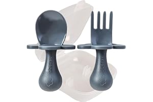 Grabease Toddler Utensils Baby Utensils Baby Forks for Self Feeding, Bpa-Free & Phthalate-Free for Baby & Toddler, 1 Set, Gray