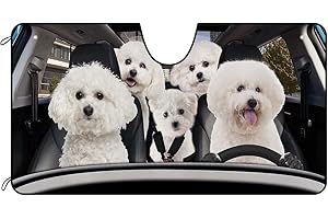 BAGEYOU Parabrezza per auto Bichon Frise Family Vehicle Front Parabrezza Parasole UV Ray Reflector Sun Protector Parasole, Mantenere il veicolo fresco, 140 x 76 cm
