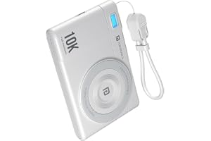 Portronics PowerShutter Air 10K 10000mAh 15W Wireless Magnetic Fast Charging Powerbank, In Built Type Cable,22.5W Type C PD Output,Light Weight,Compatible with iPhone 12 Above,Other Qi Enabled Devices