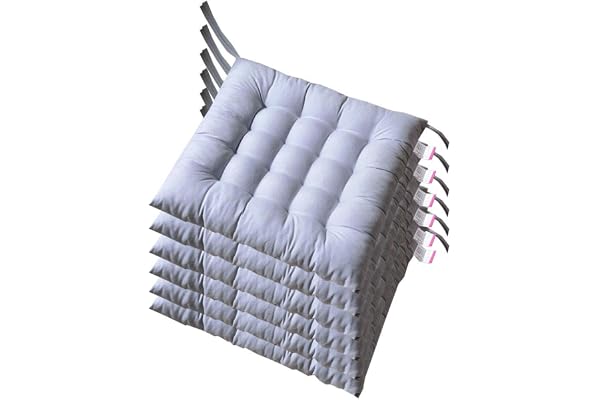 AGDLLYD Lot de 6 Coussin de Chaise et Fauteuils en Teck de Jardin Coussins de siège pour Chaises Dimensions: 40x40x5 cm. (Gris Clair)