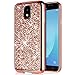 Produktbild EUWLY Schutzhülle für [Samsung Galaxy J5 2017 European Edition], Weiche Flexible Silikon Glitzer Überzug Schutzhülle Luxus Glitter Diamant Bling Shinning Glänzend Crystal Glanz Funkeln TPU Bumper Case Handyhülle Tasche Kristall Strass Diamant Rückseite Cover Kratzfest TPU Telefon-Kasten Handyhülle Handycover für Samsung Galaxy J5 2017 + Blau Eingabestift Stylus Touch Pen-Diamant Rose Gold