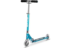 Micro® | Micro Sprite LED Scooter 2 Ruedas Niños | Patinete y Puños Plegables | Ruedas con iluminación LED | Ligero y Regulable en Altura | +5 Años | Niños y Niñas