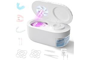 BORIYA Ultrasonic Retainer Cleaner -2025 Upgrade Denture Cleaner with UV,Water Pumping and Air-Drying,Night Ultra Sonic Aligner Cleaner Machine,45kHz Sonic Dental Cleaning Pod for Mouth Guard,Brace,Jewellery