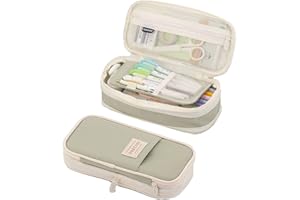 Uotory Big Capacity Pencil Case,Pencil Case for Girls Boys,Big Pencilcase for Kids Teenage School Stationary Office Storage,Portable Office Stationery Makeup Bag (Green)