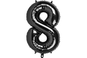 Ponmoo Foil Palloncini Numeri 8 Nero 40" (101cm), Gonfiabili Elio o Aria, Gigante Palloncino Numero 0-9, 10-29, 30-100, Granda Palloncino per Anniversario, Decorazione Feste di Compleanno