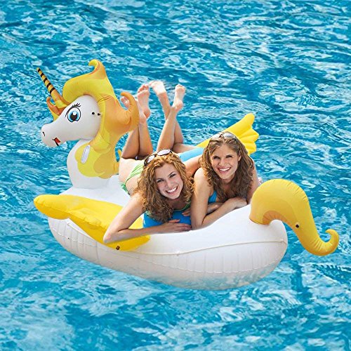 Flotador Juguete Hinchable para Piscina, Leeron Flotador Gigante de Unicornio Colchonetas Flotante para Playa, Anillo de la Natación, Silla de la Recreación del Agua para los Niños o Adultos (Amarillo, Tamaño Grande)