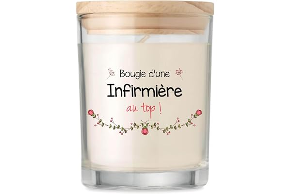 Bougie Infirmière Personnalisée Parfumée | Idée Cadeau Coffret Candle Départ Collègue Retraite Noël (Infirmière au Top)