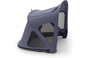 Bugaboo Breezy Sun Canopy, Extendable for Extra Coverage and Optimal Sun Protection, Water Repellent, Compatible with Fox/Cameleon 3/Lynx Pushchairs, Seaside Blue