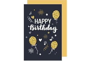 Edition Seidel Carte d'anniversaire exclusive de qualité supérieure avec gaufrage doré fin et enveloppe - Carte de vœux d'anniversaire - Happy Birthday - Pour homme et femme (G2896 SW022)