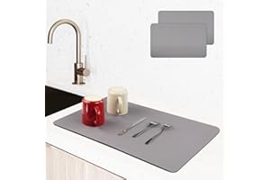 JAOBHAHY 2 Pezzi Tappetino Scolapiatti,Super Assorbente Scolapiatti da Lavello,Tappetino per Scolapiatti Antiscivolo,Ecologico,Antiscivolo Assorbente Tappetini per Caffè Tappetino(60 X 40cm)