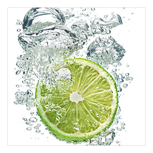 Apalis Vliestapete Küchentapete Lime Bubbles Fototapete Quadrat | Vlies Tapete Wandtapete Wandbild Foto 3D Fototapete für Schlafzimmer Wohnzimmer Küche | Größe: 192×192 cm, grün, 97802 - 2