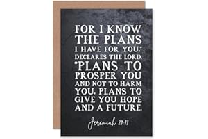 ARTERY8 Jeremiah 29:11 I Know The Plans I Have For You Plans to Give You Hope Christian Bible Verse Cytat Pismo Święte Typografia Zapieczętowana kartka z życzeniami plus koperta pusta w środku