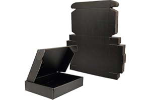 Cenoid Carton Emballage Colis 20 x 14 x 4 cm Petit Format, Lot de 25 Boîtes d'expédition Cadeaux Postal (noires)