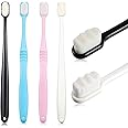 4 Pieces Soft Bristle Toothbrush Nano Toothbrush Ultra Soft Toothbrush Manual Toothbrush with 20,000 Bristles for Sensitive Teeth and Gum Adult Kid Children (Pink, Blue, Black, White)
