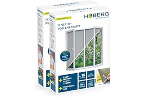 Hoberg Zanzariera con Protezione antipolline per finestre | Innovativo fissaggio magnetico | Tagliabile individualmente fino a 150x130 cm, senza forare o avvitare | Fissaggio con 16 magneti [2 Pezzi]