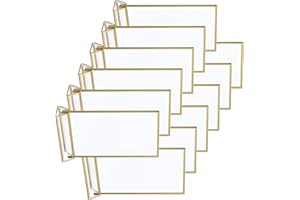 RAINBEAM 12 Packs 4x6 Inch Acrylic Sign Holders with Gold Edges, Double Sided Table Number Frame for Weddings, Golden Holder, Clear Golden Restaurant Signs, Photo Holder, Menu Holder