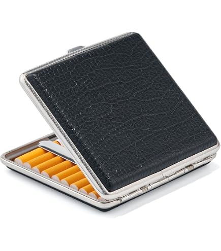 Portasigarette In Pelle 2 Pezzi – Scatola Metallo Con Chiusura A Pressione, Capienza 20 Slim