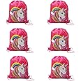Bulkhunt 6 Unicorn Party Favor Bags Haversack Dori Drawstring for Return Gifts Kids Birthday Party