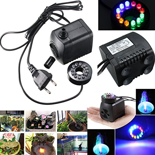 15W 800L/H 210GPH Unterwasser Wasserspielpumpe, GOCHANGE Wasser Pumpen Garten Tauchpumpen mit Bunten LED Licht, Wasserpumpe für Garten Aquarium Teich Brunnen - 7