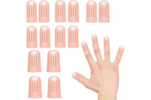BOBOPACK 14 Stück Silikon Fingerschutz, Fingerkuppenschutz, Perforierter Daumenschutz, Fingerhülsen bei Verletzung Schmerzlinderung, Geeignet für Triggerfinger, Handekzem, Fingerarthritis