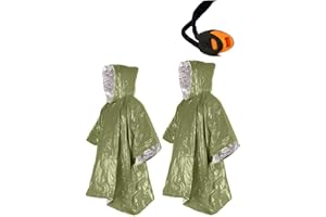 Ninth C Survival Ponchos Thermal Mylar Poncho for Outdoor Activities Camping Hiking 100 x 135 cm Pack of 2