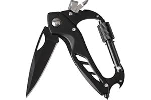 Xnourney Multitool Moschettone, EDC moschettone portachiavi con apribottiglie, rompighiaccio e cacciavite, per uomini, attrezzature di sopravvivenza per campeggio, escursioni