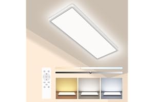 ‎PEASUR Pesaur LED Deckenleuchte Flach 58x20cm 3500LM, Deckenlampe Dimmbar mit Fernbedienung 3000K-6500K, IP44 Küche Deckenleuchte Rechteckig LED Panel für Wohnzimmer Schlafzimmer Badezimmer Büro