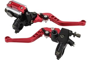 GOOFIT 22mm Rojo Montaza De La Motocicleta Universal Mandeador Manejo del Freno Master Cilindro del Depósito Palancas De Freno Conjunto Reemplazar para Dirt Bike Scooters