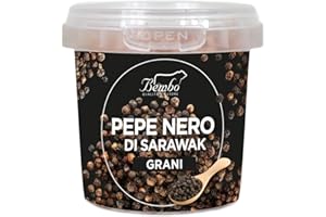 BEMBO QUALITÀ D'AUTORE Pepe Nero Sarawak in Grani 70 g - Spezia Naturale e Aromatica - Priva di Glutammati, Antiaddensanti, Coloranti - Confezione anti-luce e anti-ossidazione.