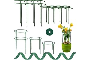 KAKVEIAI 16 Stück Pflanzenstütze für Garten, Rankhilfe Zimmerpflanzen, Blumenstütze, mit Pflanzenbinder, Freies Spleißen, für Topfpflanzen, staudenhalter klein, Tomaten, Rose(8Stück 25cm+8Stück15cm