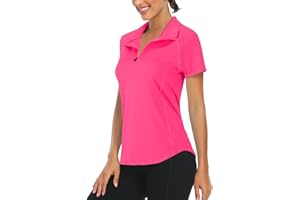 Syphiby Gym Top Women Short Sleeve Polo Shirts 1/4 Zip Up Moisture Wicking Golf Tops Sports Workout Running Tshirt S-XXL