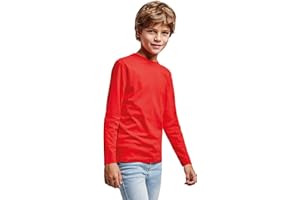 KINKIES Camiseta de Colores Manga Larga 100% Algodón para niño – Camiseta Cuello Redondo Doble Elastano, cómoda, Suave, Lisa y Elegante