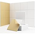 Sound Proofing Panels, Kuchoow Acoustic Panels Self-Adhesive, 18 Pack High Density Soundproofing Panels for Ceiling/Door/Wall Decoration and Acoustic Treatment (12" X 12" X 0.4") White