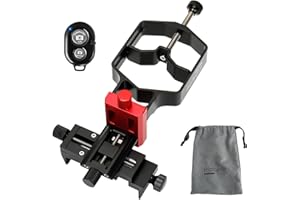 Lottsall Tridaptor - Adattatore universale Digiscoping a 3 assi ad alta precisione in metallo con telecomando, cannocchiale telescopico, microscopio monoculare e binocolo per tutti gli smartphone